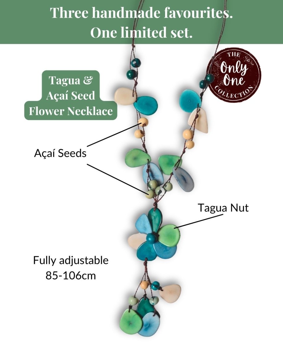 FLOWER JEWELLERY SET — Handmade Tagua Statement Necklace — 'Only One' - The Happy Elephant - Tagua Jewellery
