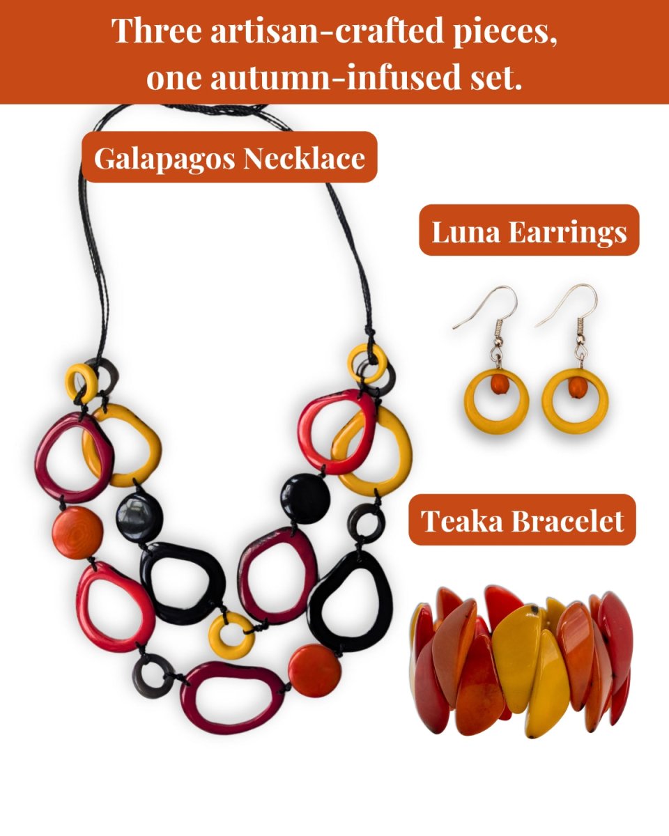 GALAPAGOS JEWELLERY SET — Handmade Tagua Statement Set - The Happy Elephant - Tagua Jewellery