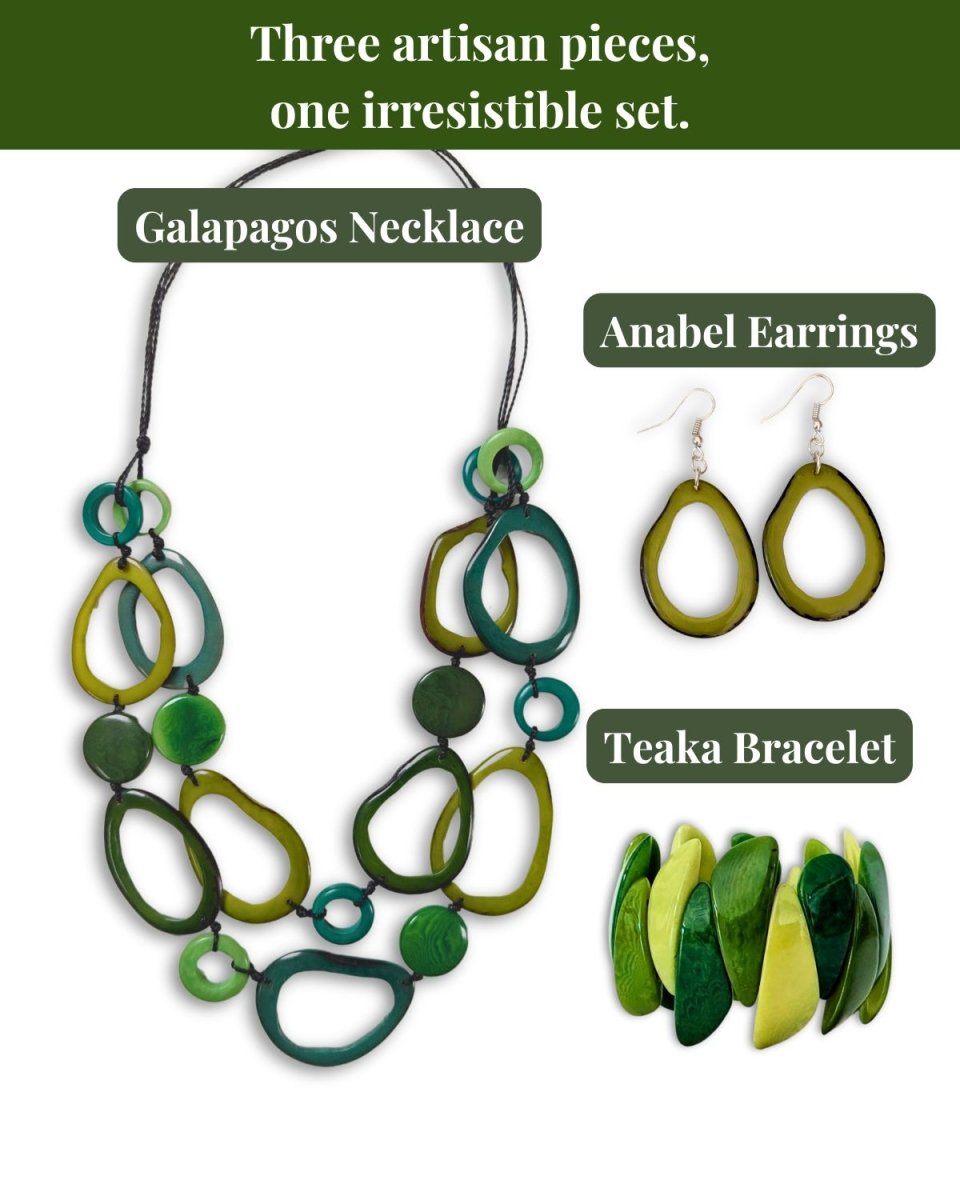 GALAPAGOS JEWELLERY SET — Handmade Tagua Statement Set - The Happy Elephant - Tagua Jewellery