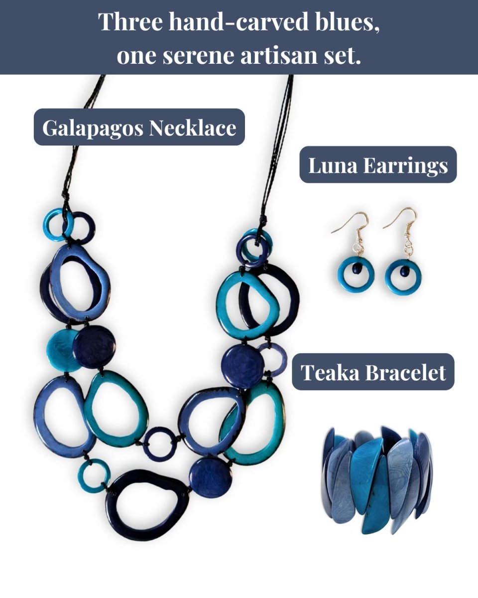 GALAPAGOS JEWELLERY SET — Handmade Tagua Statement Set - The Happy Elephant - Tagua Jewellery