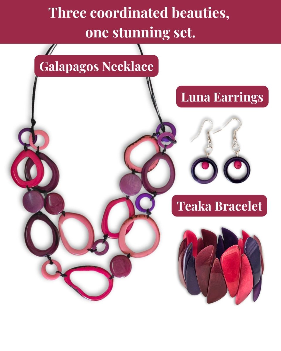 GALAPAGOS JEWELLERY SET — Handmade Tagua Statement Set - The Happy Elephant - Tagua Jewellery