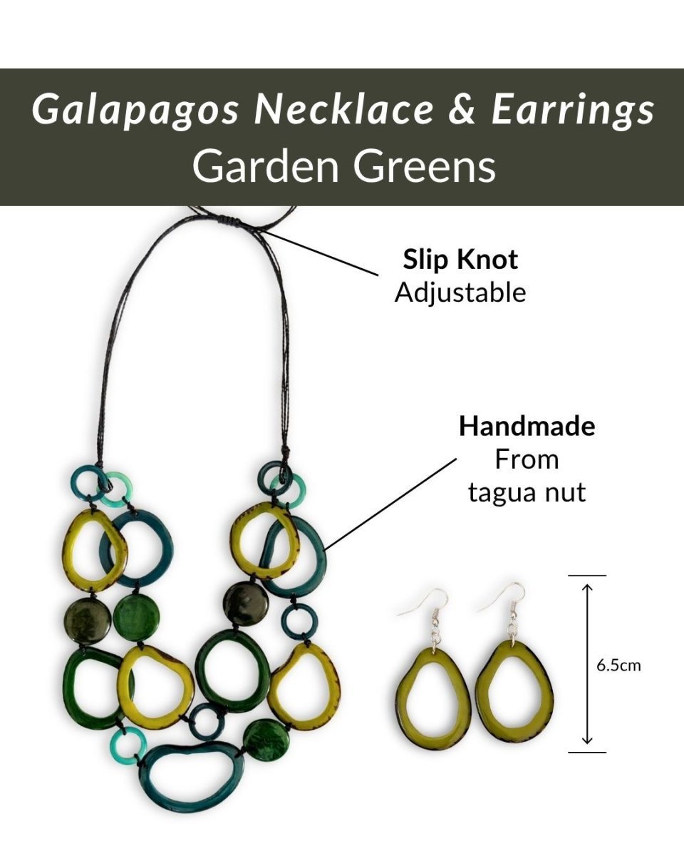 GALAPAGOS SET — Handmade Necklace & Earrings - The Happy Elephant - Tagua Jewellery