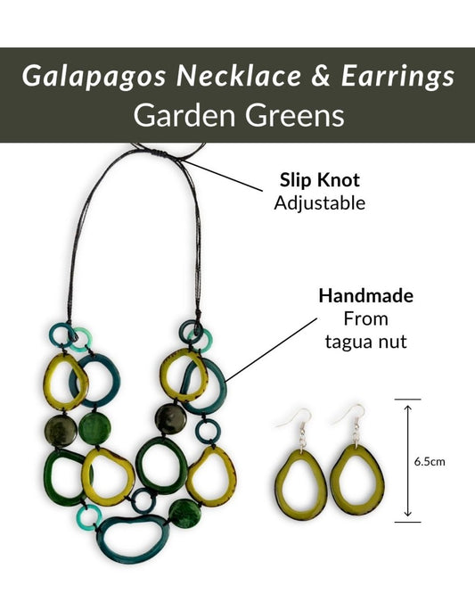 GALAPAGOS SET — Handmade Necklace & Earrings - The Happy Elephant - Tagua Jewellery