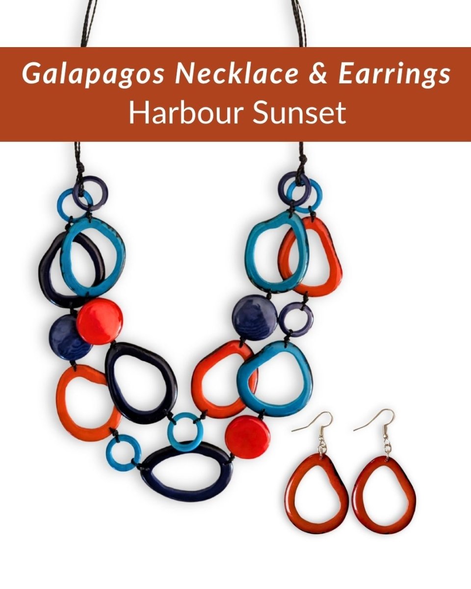 GALAPAGOS SET — Handmade Necklace & Earrings - The Happy Elephant - Tagua Jewellery