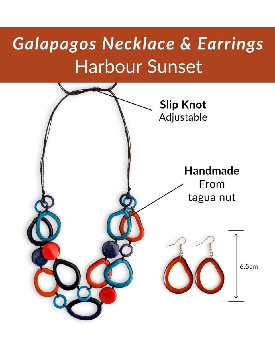 GALAPAGOS SET — Handmade Necklace & Earrings - The Happy Elephant - Tagua Jewellery