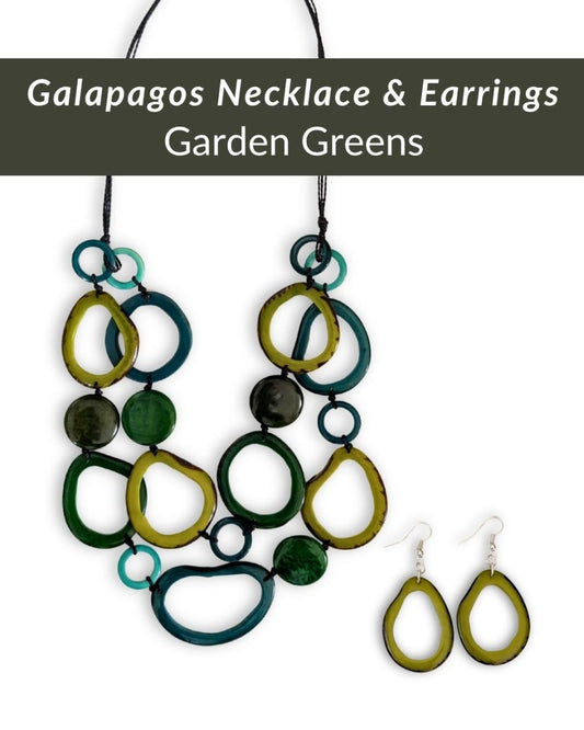 GALAPAGOS SET — Handmade Necklace & Earrings - The Happy Elephant - Tagua Jewellery