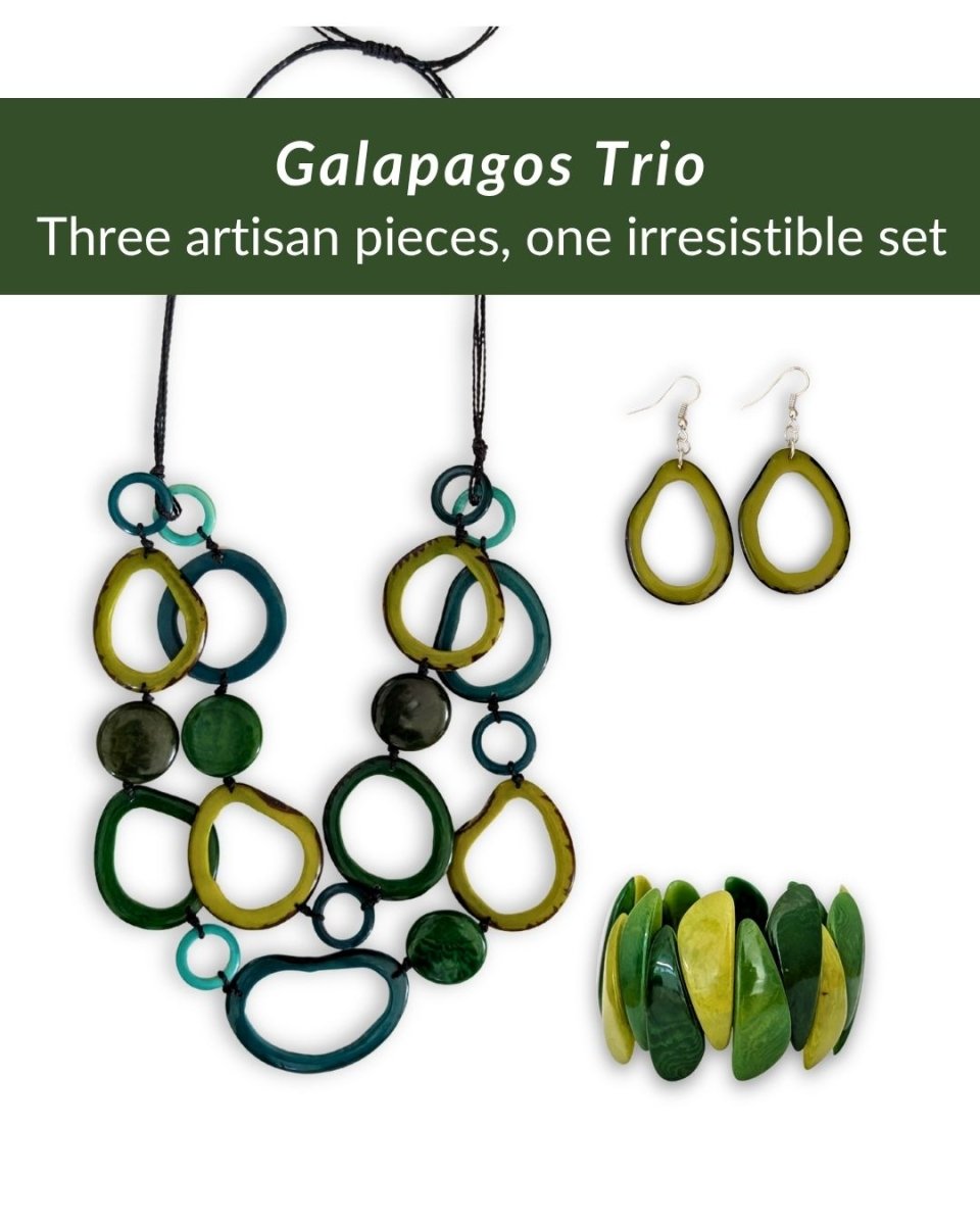 GALAPAGOS SET — Necklace, Earrings & Bracelet - The Happy Elephant - Tagua Jewellery