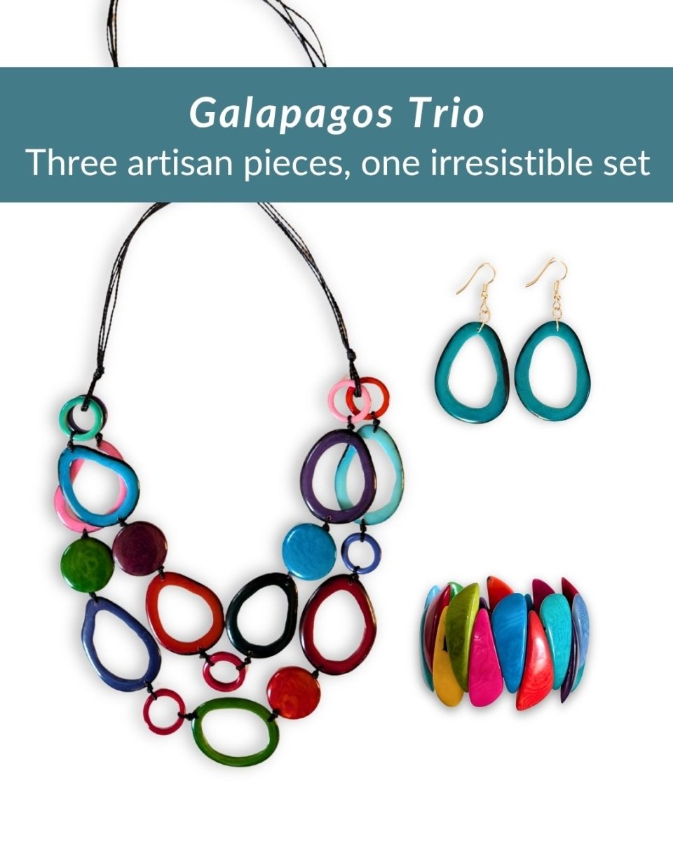 GALAPAGOS SET — Necklace, Earrings & Bracelet - The Happy Elephant - Tagua Jewellery
