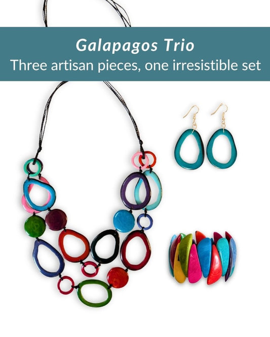 GALAPAGOS SET — Necklace, Earrings & Bracelet - The Happy Elephant - Tagua Jewellery