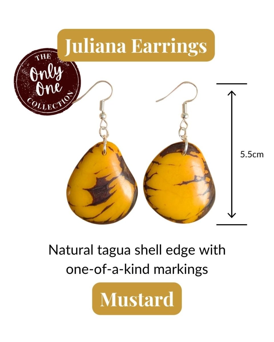 JULIANA — Handmade Tagua Earrings — 'Only One' - The Happy Elephant - Tagua Jewellery