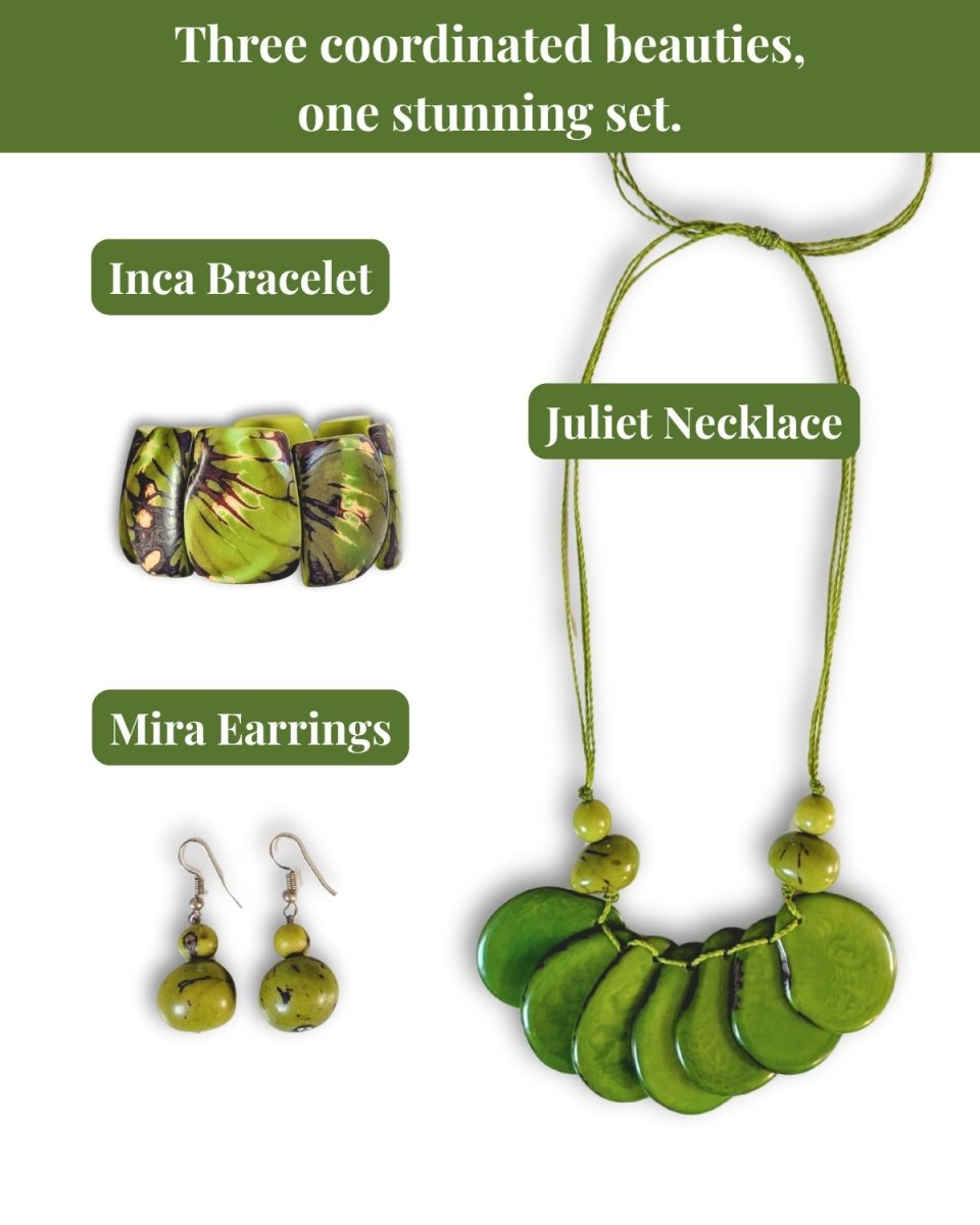 JULIET JEWELLERY SET — Handmade Tagua Statement Set - The Happy Elephant - Tagua Jewellery