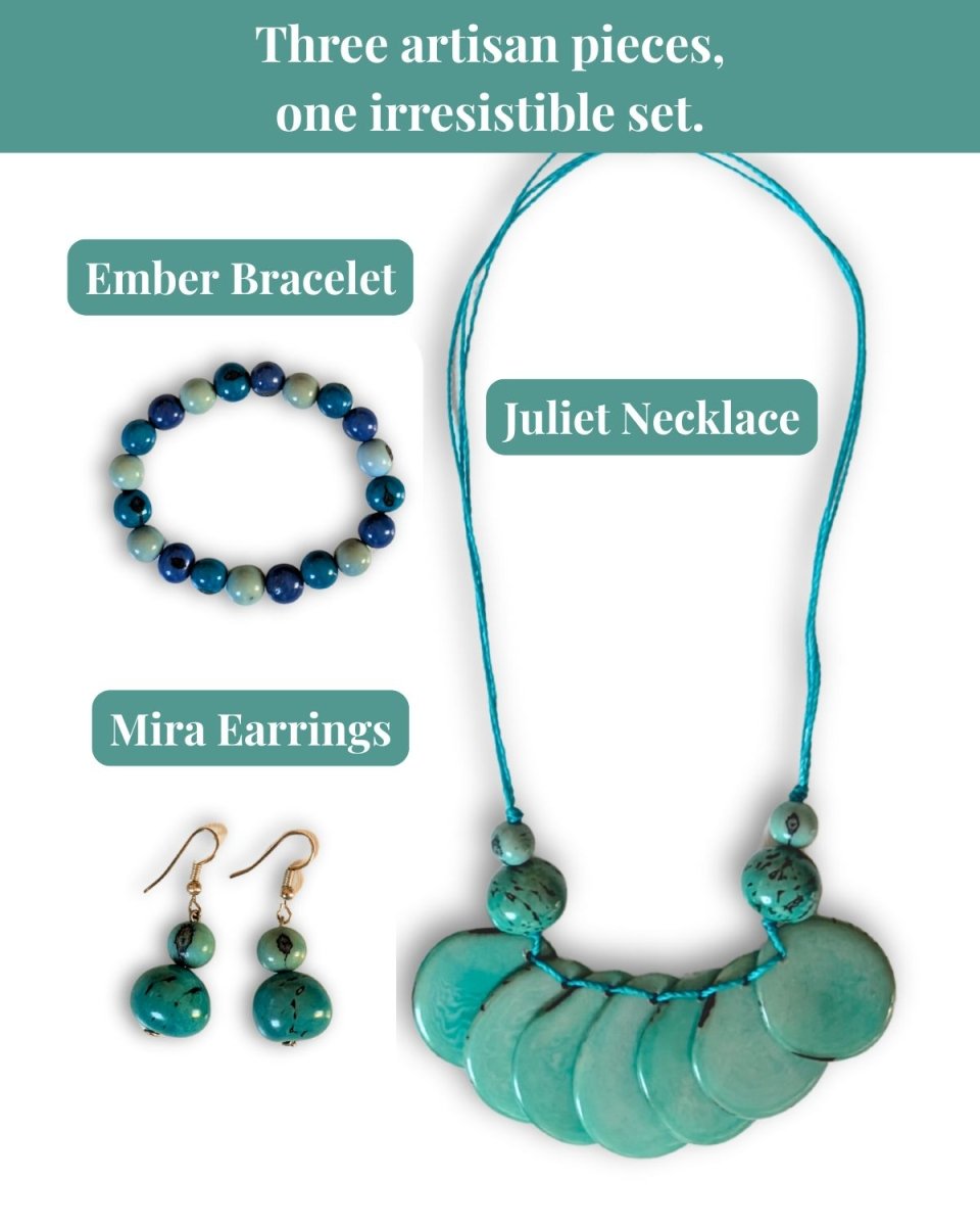 JULIET JEWELLERY SET — Handmade Tagua Statement Set - The Happy Elephant - Tagua Jewellery
