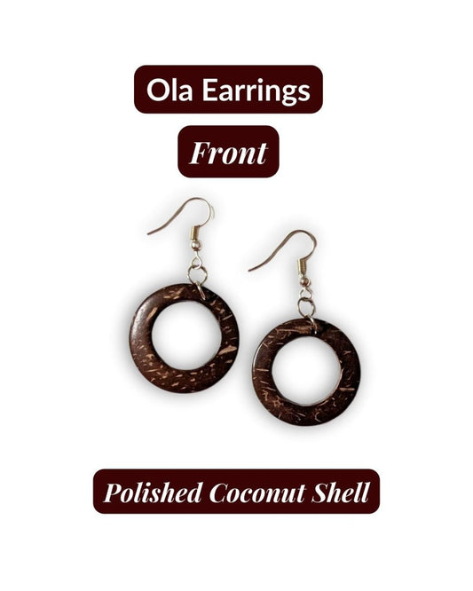 OLA — Handmade Coconut Shell Earrings - The Happy Elephant - Tagua Jewellery