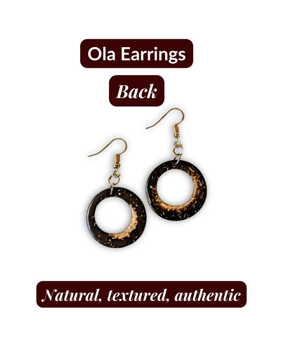 OLA — Handmade Coconut Shell Earrings - The Happy Elephant - Tagua Jewellery