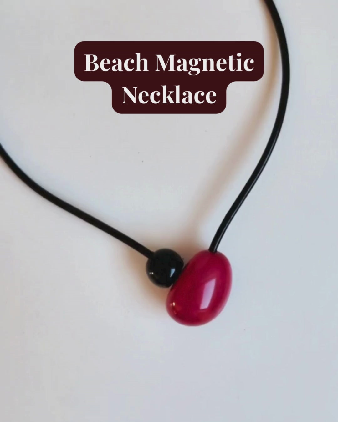 Beach Magnetic Necklace showing how it fastens with a click