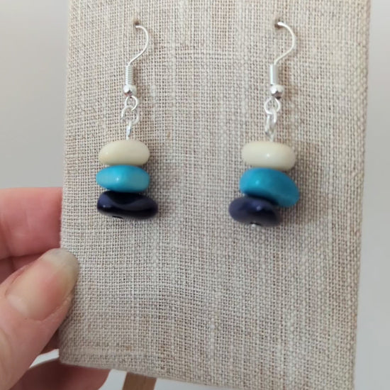 Crest of the Wave tagua nut earrings from The Happy Elephant inspired by the waves of the Cornish Coastline