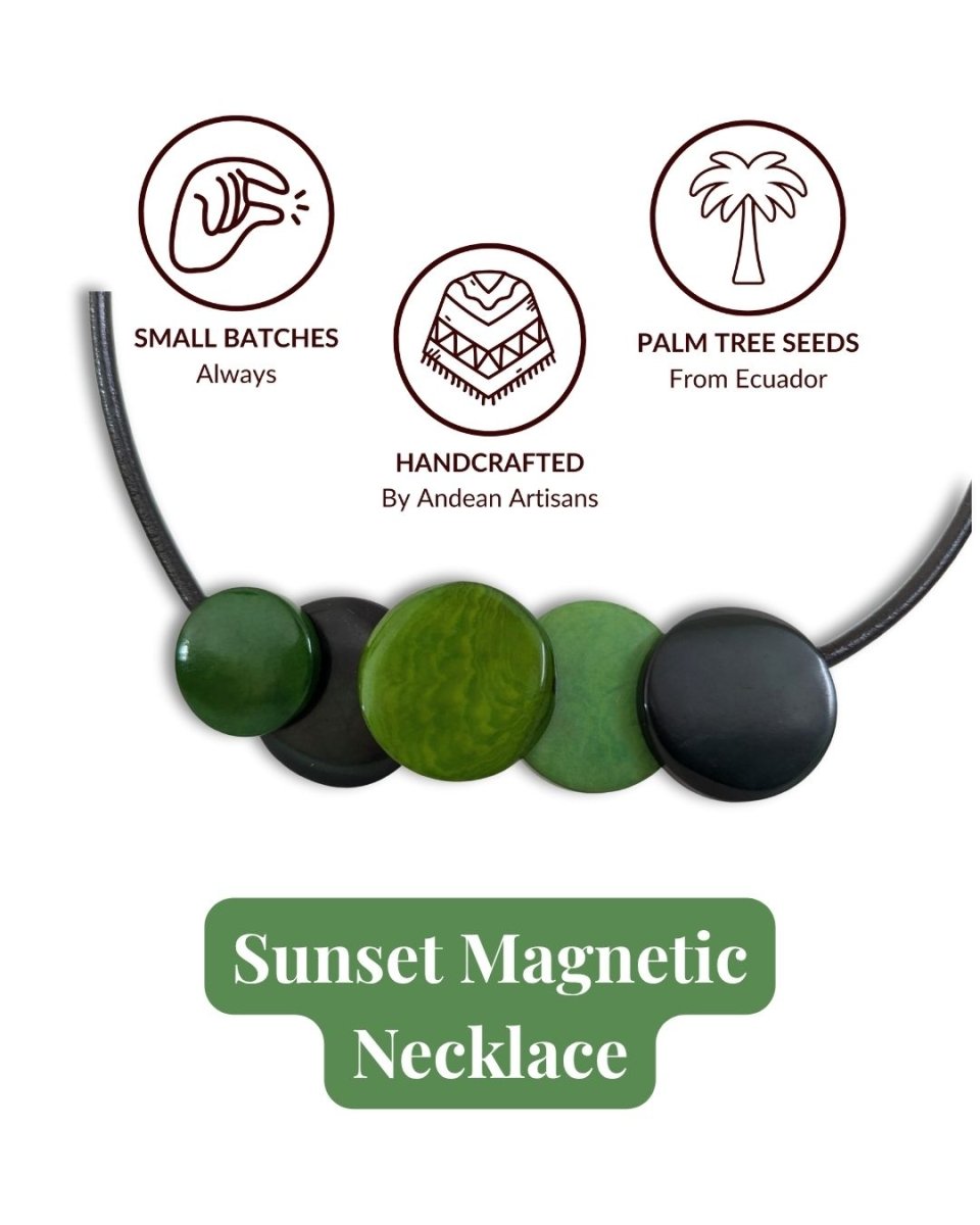 SUNSET — Handmade Tagua Statement Magnetic Necklace - The Happy Elephant - Tagua Jewellery