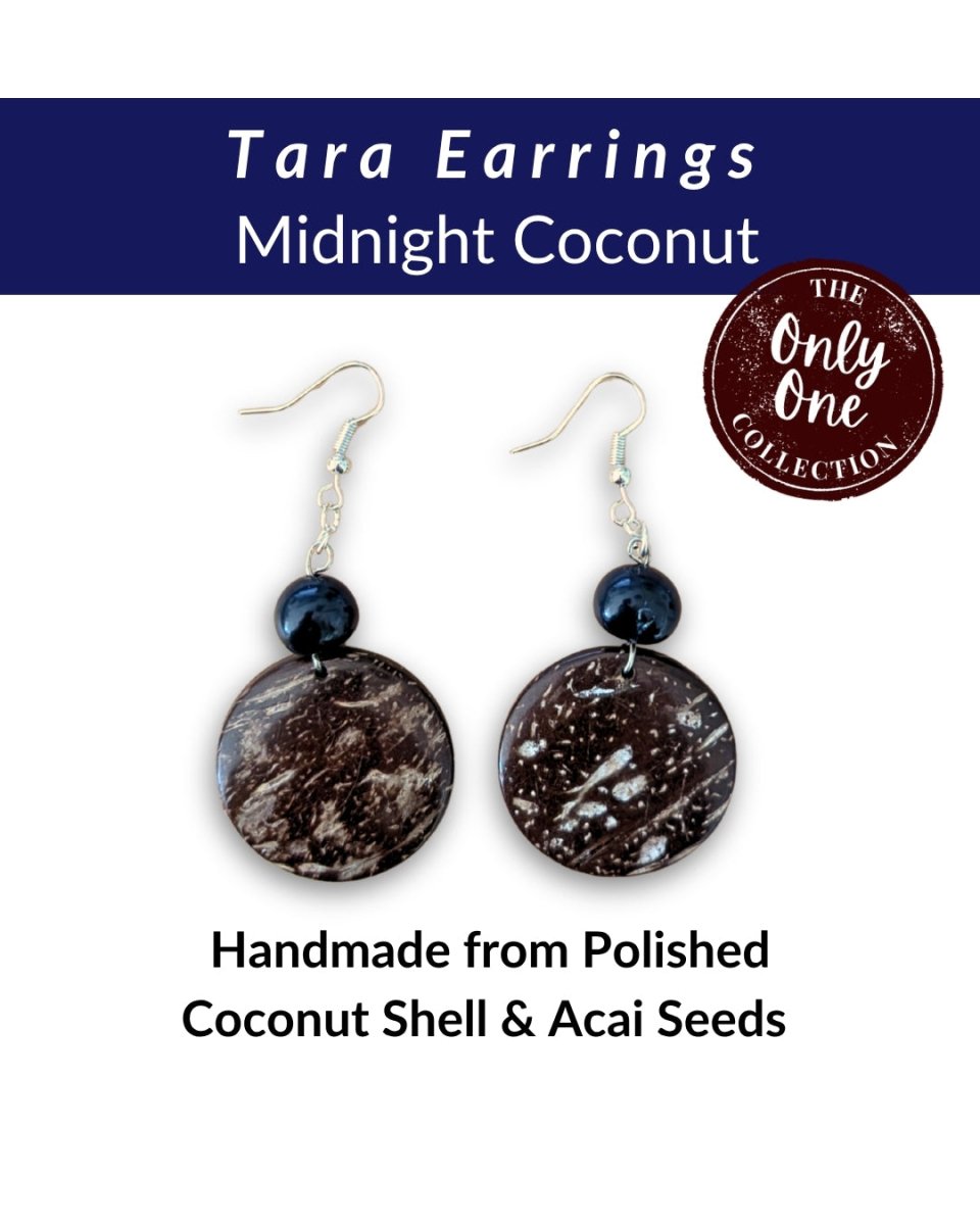 TARA — Handmade Coconut & Acai Earrings - The Happy Elephant - Tagua Jewellery
