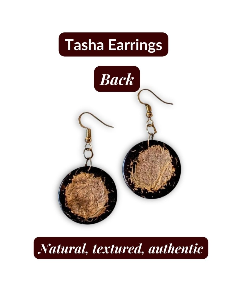 TASHA — Handmade Coconut Shell Earrings - The Happy Elephant - Tagua Jewellery