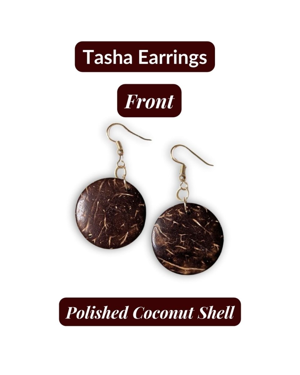 TASHA — Handmade Coconut Shell Earrings - The Happy Elephant - Tagua Jewellery