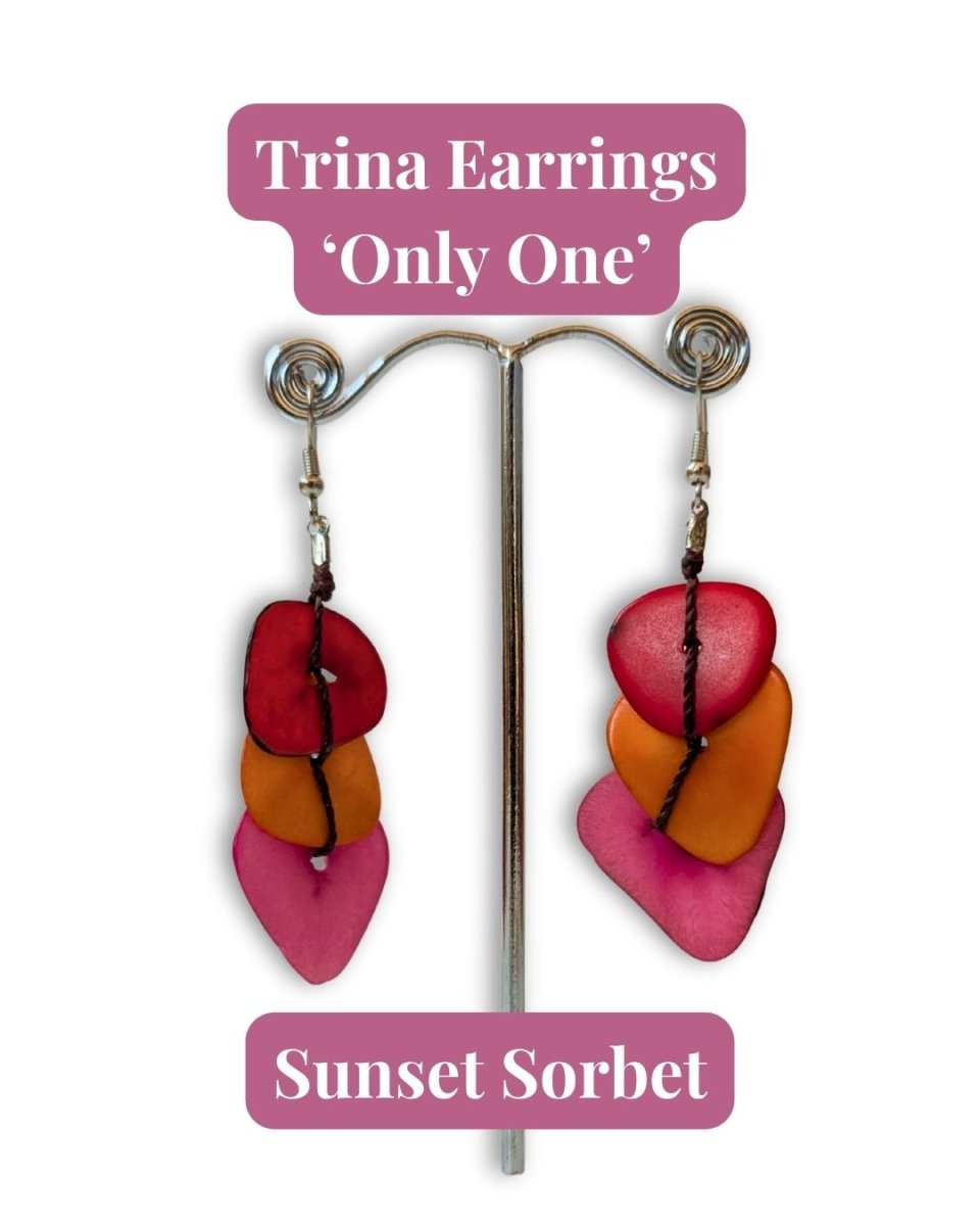 TRINA — Handmade Tagua Earrings — 'Only One' - The Happy Elephant - Tagua Jewellery