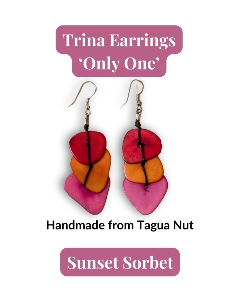 TRINA — Handmade Tagua Earrings — 'Only One' - The Happy Elephant - Tagua Jewellery
