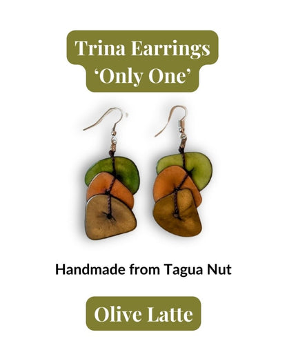 TRINA — Handmade Tagua Earrings — 'Only One' - The Happy Elephant - Tagua Jewellery