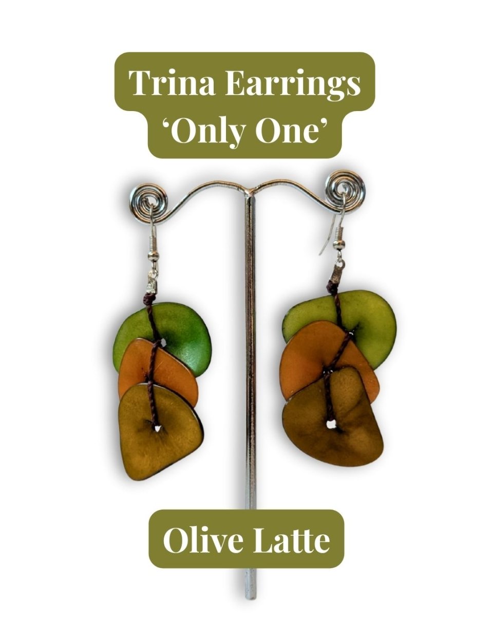 TRINA — Handmade Tagua Earrings — 'Only One' - The Happy Elephant - Tagua Jewellery