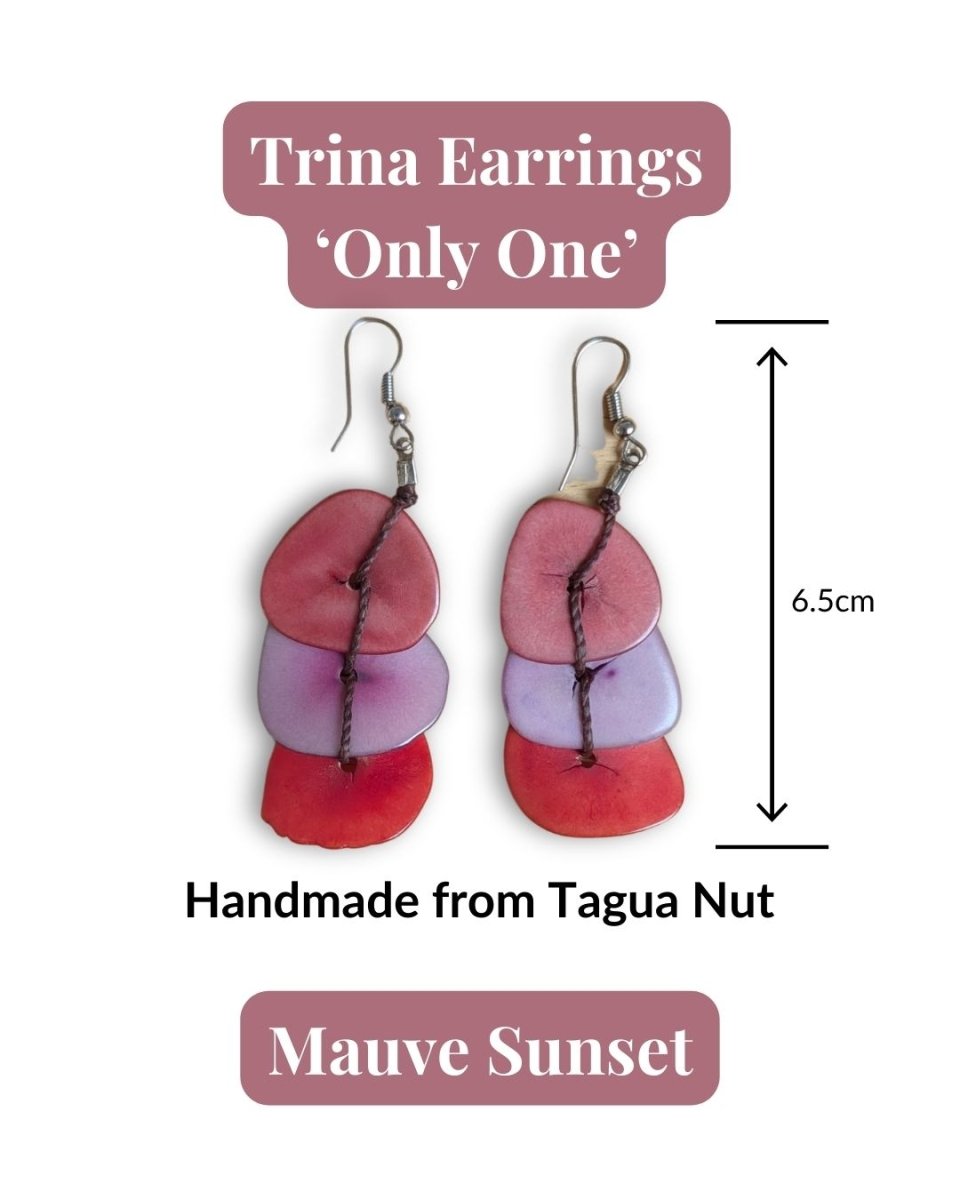 TRINA — Handmade Tagua Earrings — 'Only One' - The Happy Elephant - Tagua Jewellery