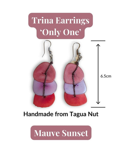 TRINA — Handmade Tagua Earrings — 'Only One' - The Happy Elephant - Tagua Jewellery