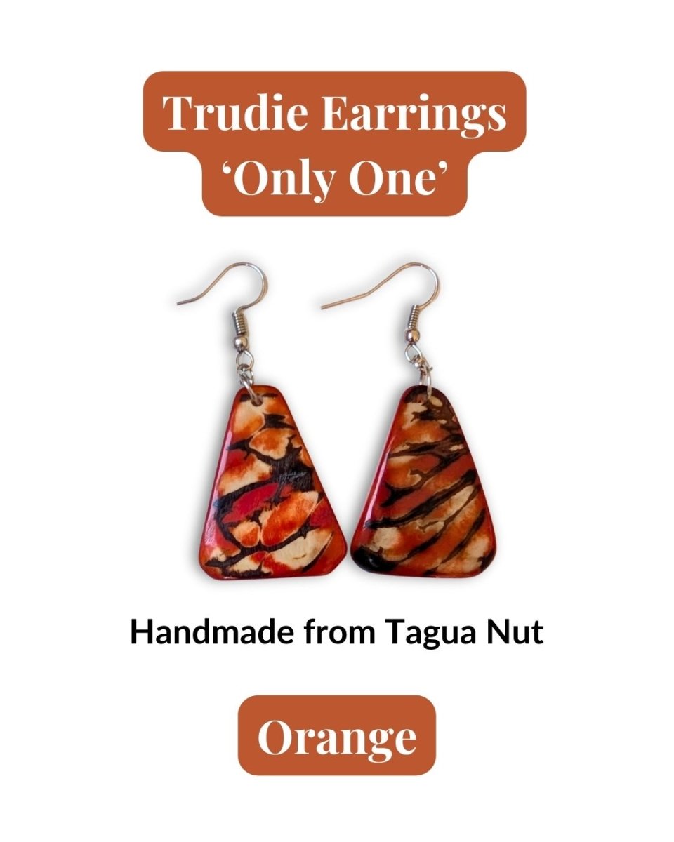 TRUDIE — Handmade Tagua Earrings — 'Only One' - The Happy Elephant - Tagua Jewellery
