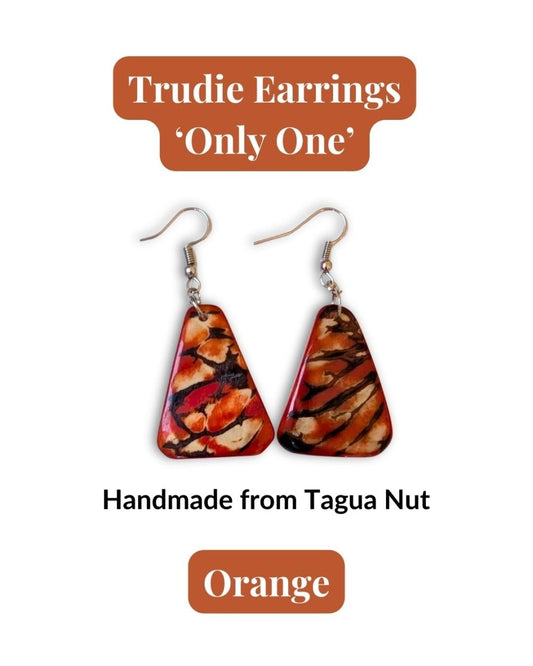 TRUDIE — Handmade Tagua Earrings — 'Only One' - The Happy Elephant - Tagua Jewellery