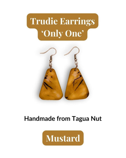 TRUDIE — Handmade Tagua Earrings — 'Only One' - The Happy Elephant - Tagua Jewellery