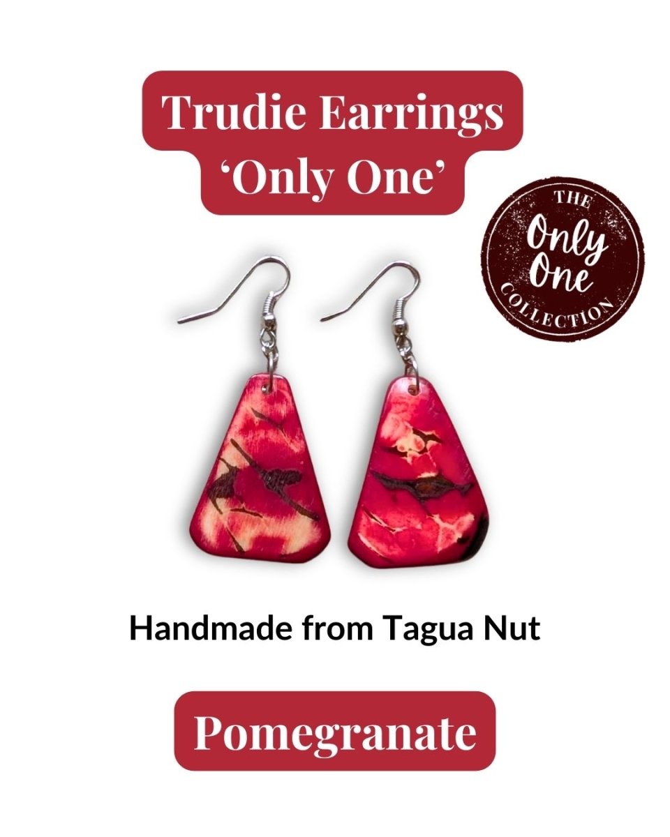TRUDIE — Handmade Tagua Earrings — 'Only One' - The Happy Elephant - Tagua Jewellery