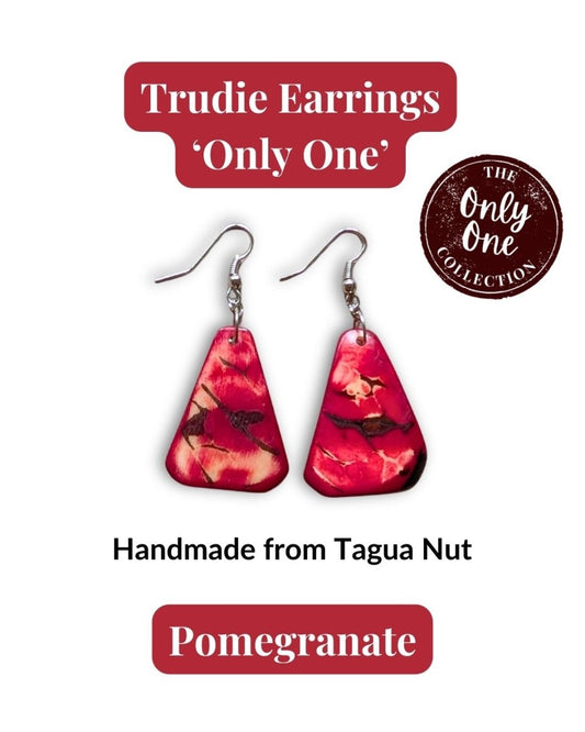 TRUDIE — Handmade Tagua Earrings — 'Only One' - The Happy Elephant - Tagua Jewellery
