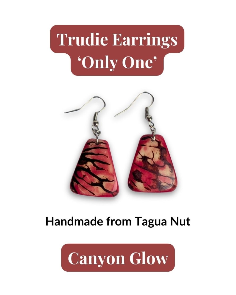 TRUDIE — Handmade Tagua Earrings — 'Only One' - The Happy Elephant - Tagua Jewellery