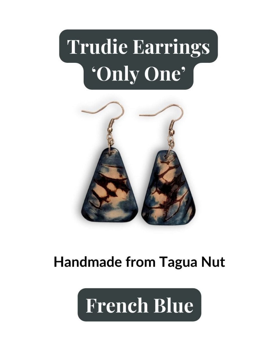 TRUDIE — Handmade Tagua Earrings — 'Only One' - The Happy Elephant - Tagua Jewellery