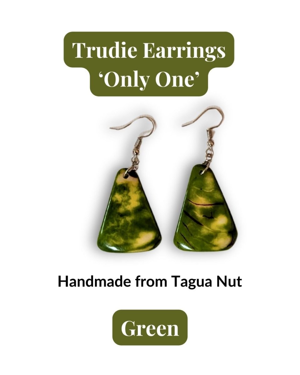 TRUDIE — Handmade Tagua Earrings — 'Only One' - The Happy Elephant - Tagua Jewellery
