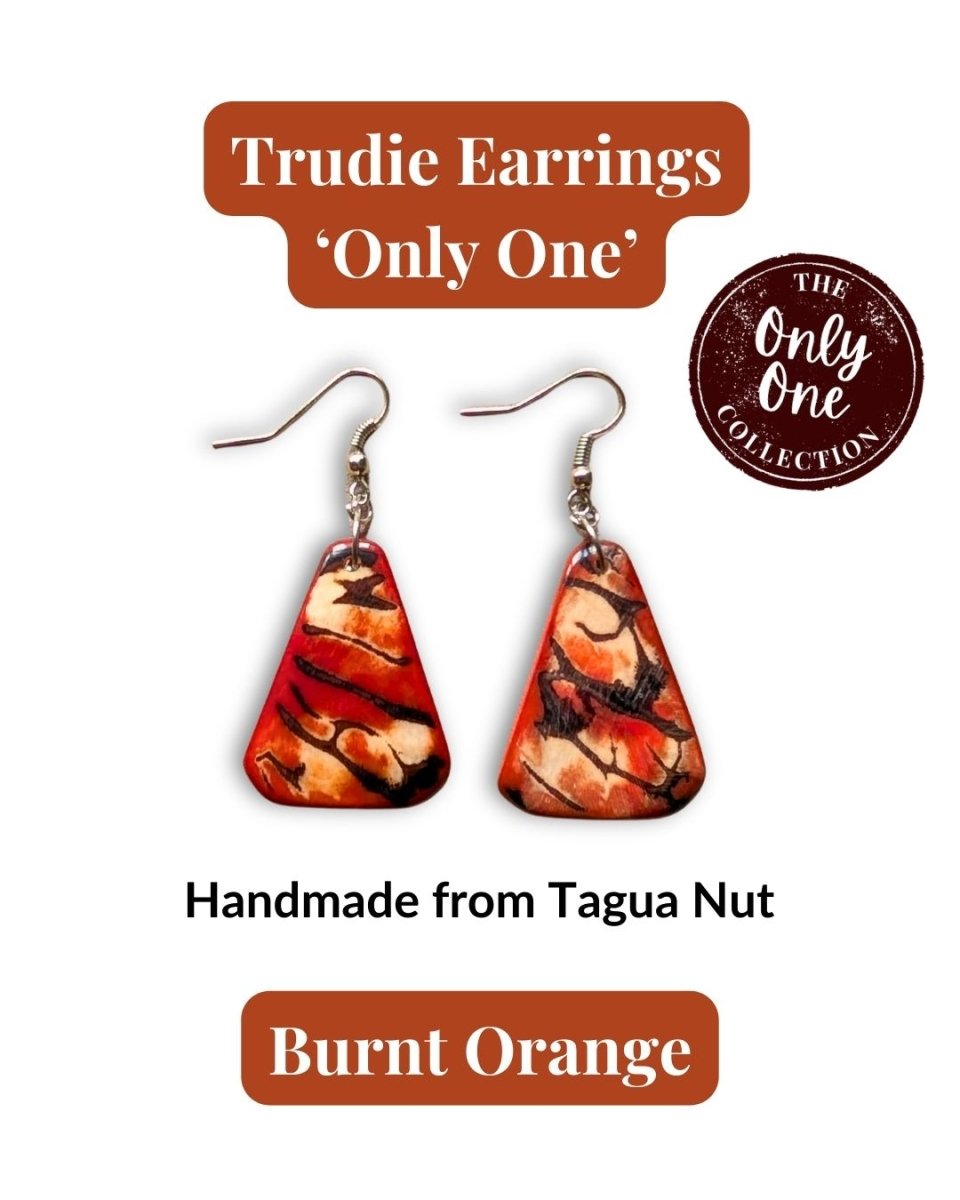TRUDIE — Handmade Tagua Earrings — 'Only One' - The Happy Elephant - Tagua Jewellery