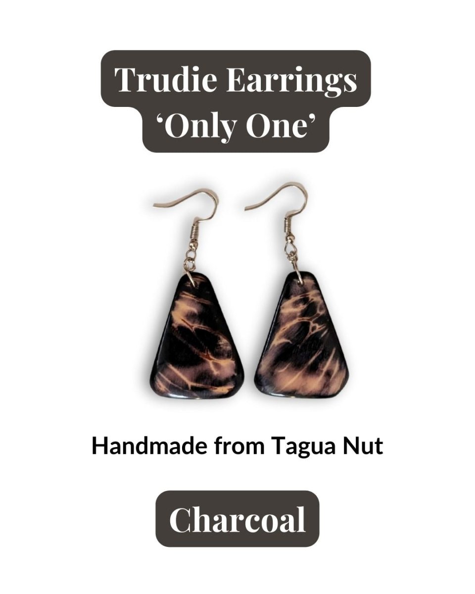 TRUDIE — Handmade Tagua Earrings — 'Only One' - The Happy Elephant - Tagua Jewellery