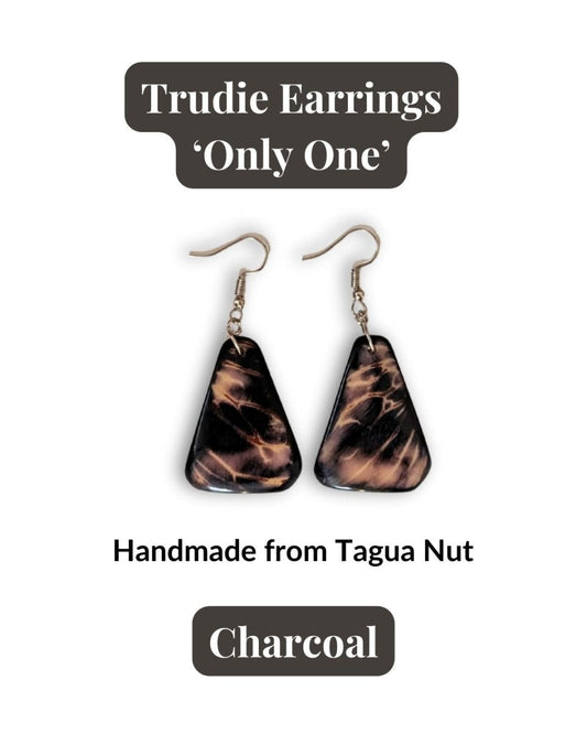 TRUDIE — Handmade Tagua Earrings — 'Only One' - The Happy Elephant - Tagua Jewellery