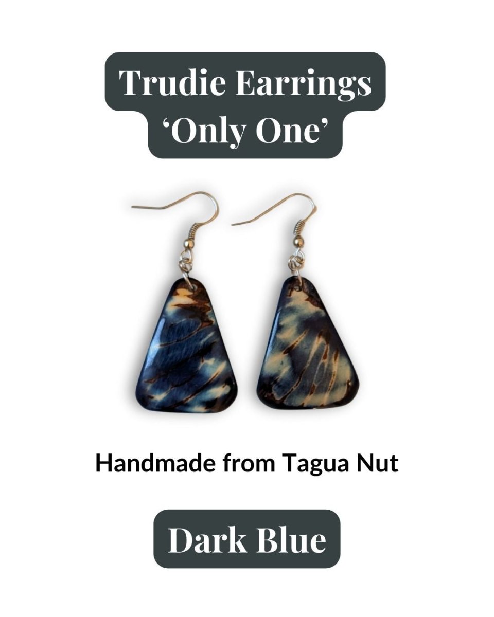 TRUDIE — Handmade Tagua Earrings — 'Only One' - The Happy Elephant - Tagua Jewellery