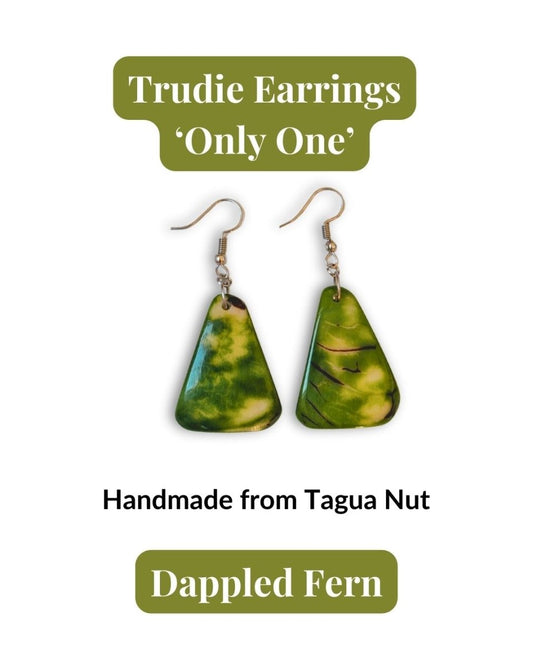 TRUDIE — Handmade Tagua Earrings — 'Only One' - The Happy Elephant - Tagua Jewellery