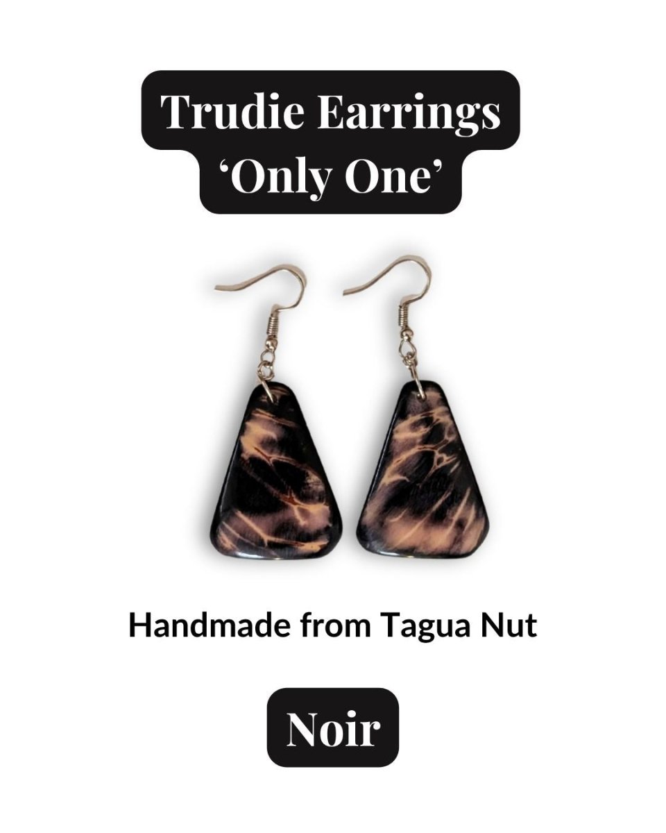 TRUDIE — Handmade Tagua Earrings — 'Only One' - The Happy Elephant - Tagua Jewellery