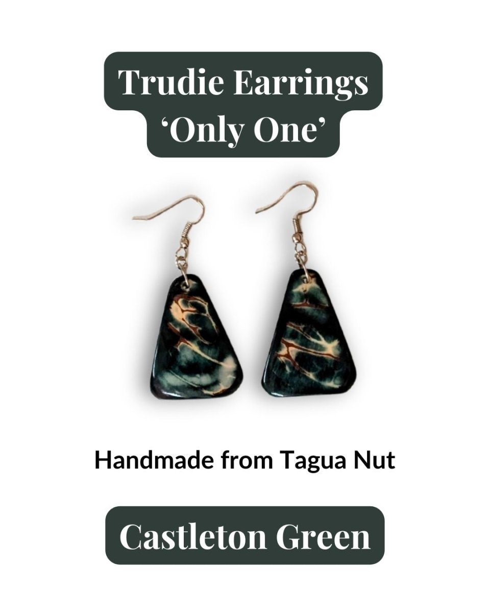TRUDIE — Handmade Tagua Earrings — 'Only One' - The Happy Elephant - Tagua Jewellery