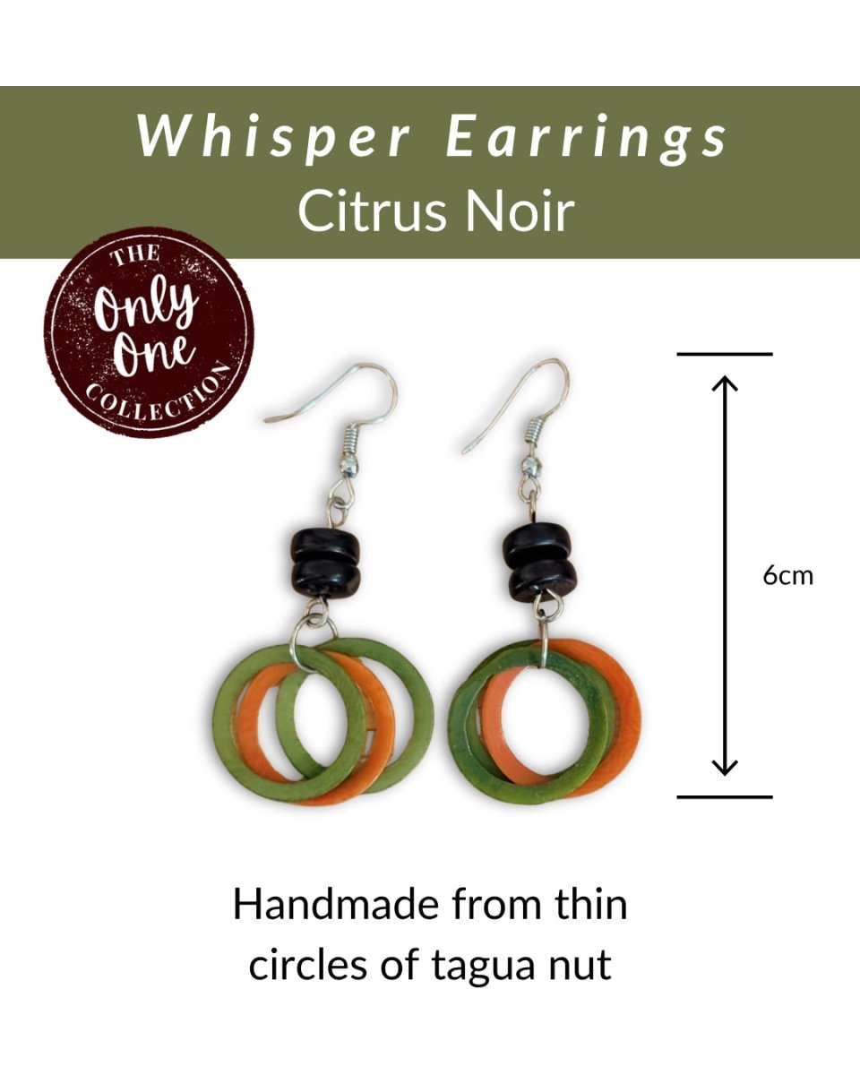 WHISPER — Handmade Tagua Earrings — 'Only One' - The Happy Elephant - Tagua Jewellery