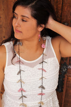 Load image into Gallery viewer, Andean Butterfly Tagua Necklace (Vegetable Ivory) Pink Grey White
