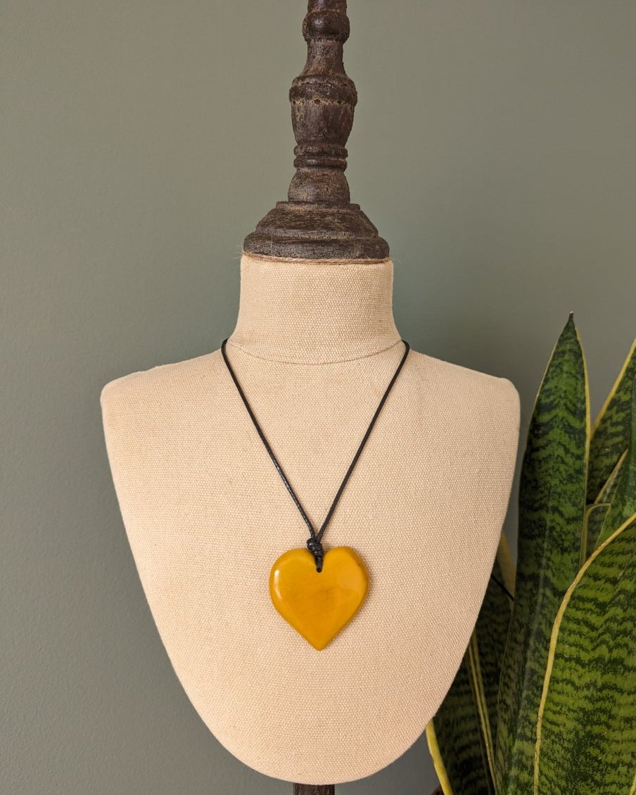 Big Sister Polished Heart Tagua Nut Pendant - The Happy Elephant - Tagua Jewellery