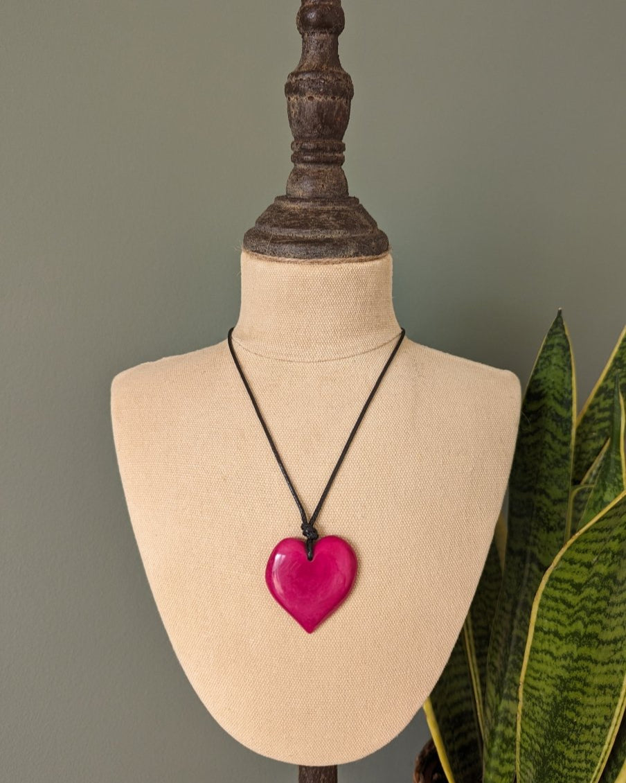 Big Sister Polished Heart Tagua Nut Pendant - The Happy Elephant - Tagua Jewellery