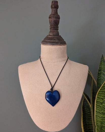 Big Sister Polished Heart Tagua Nut Pendant - The Happy Elephant - Tagua Jewellery